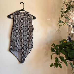 Faux Snake Print Bodysuit